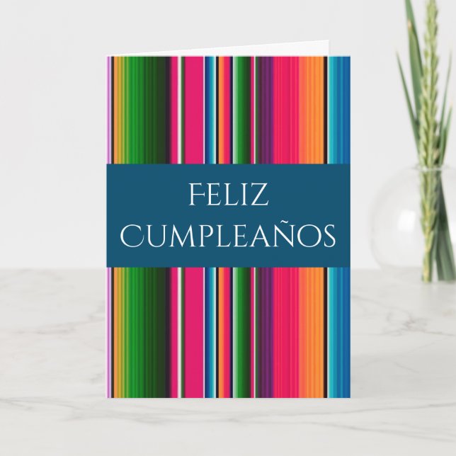 Tarjeta Manta Mexicana Española de Cumpleaños (Anverso)