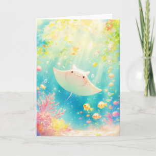 Tarjeta Mantarraya bañada por el sol deslizándose a través