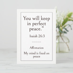 Tarjeta Mantendrás en perfecta paz, Isaías 26:3 Biblia 