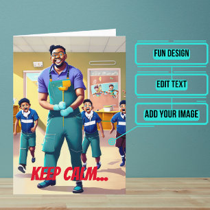 Tarjeta Mantener la calma Janitor Custodian Cumpleaños