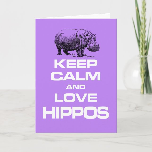 Tarjeta Mantener la calma y amar Hippos Hippotamus Diseño  (Anverso)