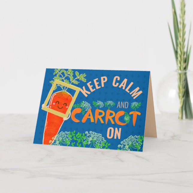 Tarjeta Mantener la calma y la restricción | Carrot Pun (Anverso)