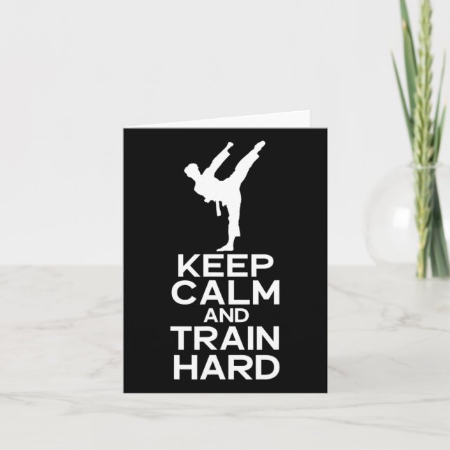 Tarjeta Mantenga la calma y prepare el karate duro (Anverso)