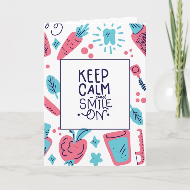 Tarjeta Mantenga la calma y sonríe | Frase de corte (Anverso)
