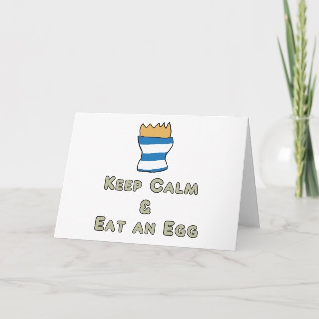 Tarjeta Mantengan la calma comiendo un huevo (Anverso)