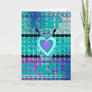 Tarjeta Manténlo Simple: Arte de Patrón de Corazón Cian y