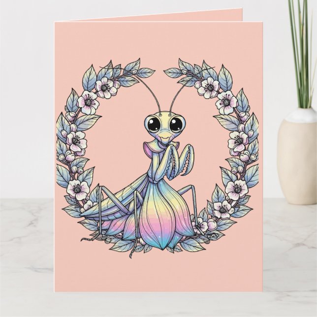 Tarjeta Mantis De Oración Whimsical Y Bloss Laurel De Mont (Anverso)