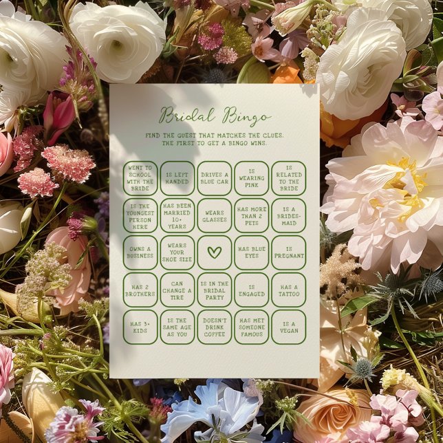 Tarjeta manuscrita de Bingo Verde de Novias (Subido por el creador)