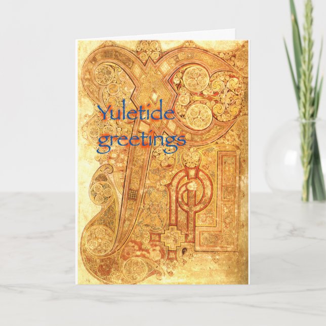 Tarjeta manuscrito medieval Yuletide Card (Anverso)