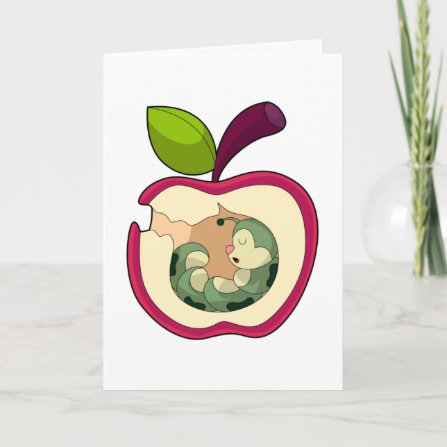 Tarjeta Manzana durmiendo oruga (Anverso)