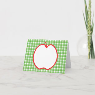 Tarjeta Manzana roja. Con fondo de verificación verde y bl
