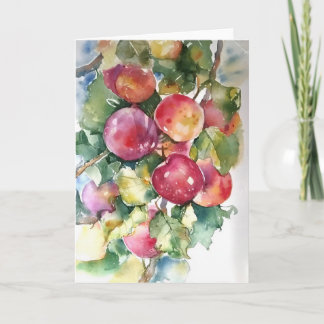 Tarjeta manzanas en acuarelas