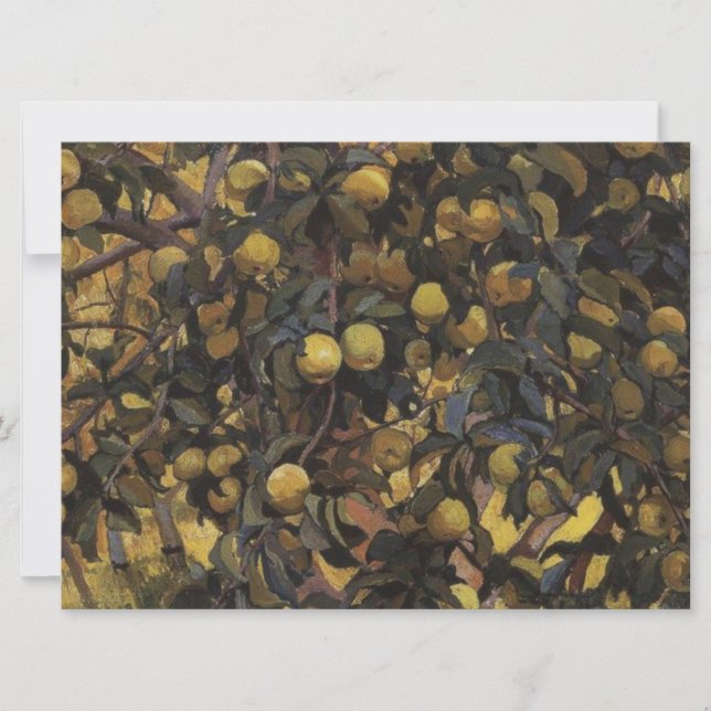 Tarjeta Manzanas en las ramas de árboles (de Serebriakova) (Anverso)