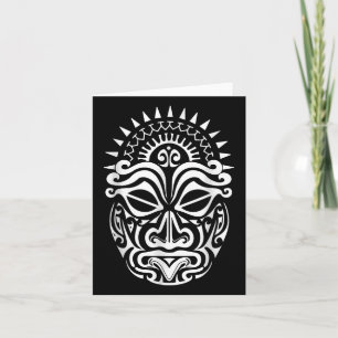 Tarjeta Maorí Polinesia Tattoo Haka Dance Face Mask Head