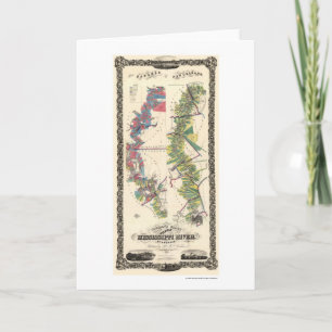 Tarjeta Mapa 1858 del río Misisipi