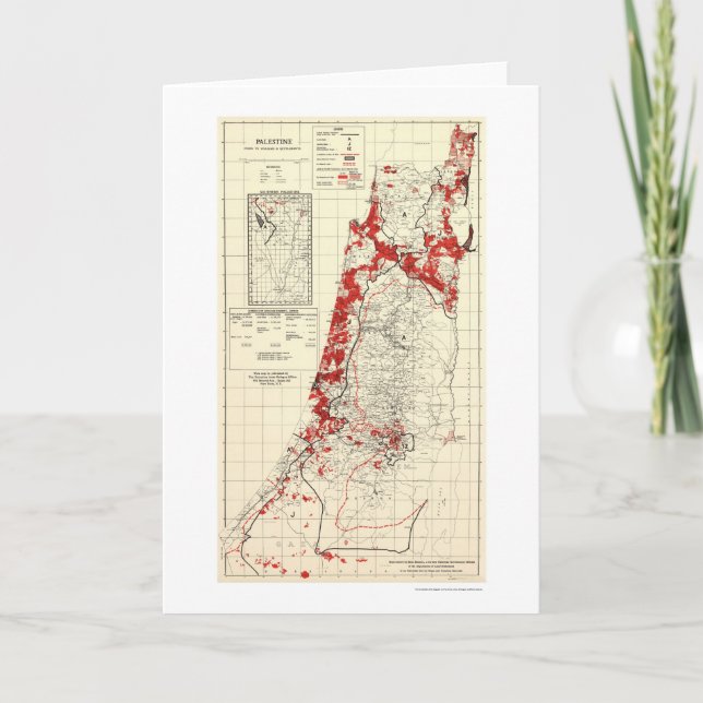 Tarjeta Mapa 1949 del pueblo de Palestina (Anverso)