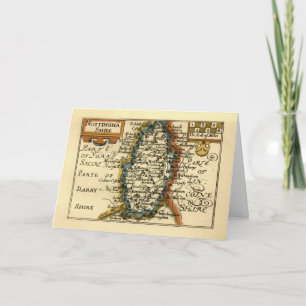 Tarjeta Mapa anticuario del condado de Nottinghamshire Ing