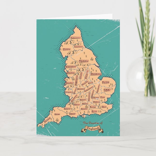Tarjeta Mapa antiguo de condados de Inglaterra (Anverso)