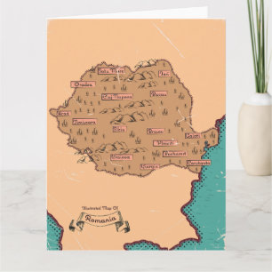 Tarjeta Mapa antiguo de condados de Rumania