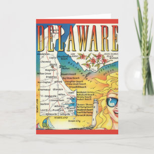 Tarjeta Mapa Antiguo de Delaware 