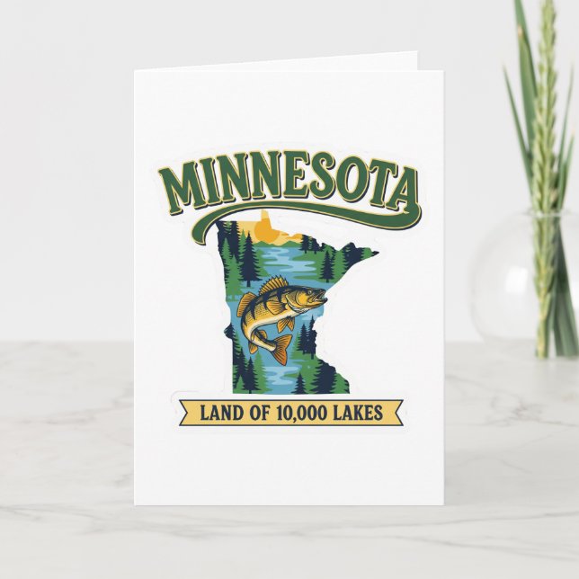 Tarjeta Mapa Antiguo de Minnesota Tierra de 10000 Lagos (Anverso)