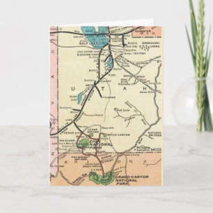 Tarjeta Mapa antiguo de Zion - Gran Cañón