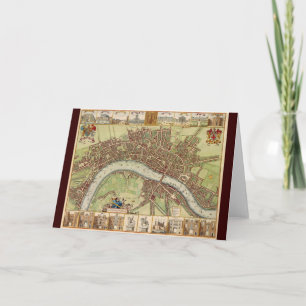 Tarjeta Mapa antiguo del siglo XVII de Londres W. Hollar