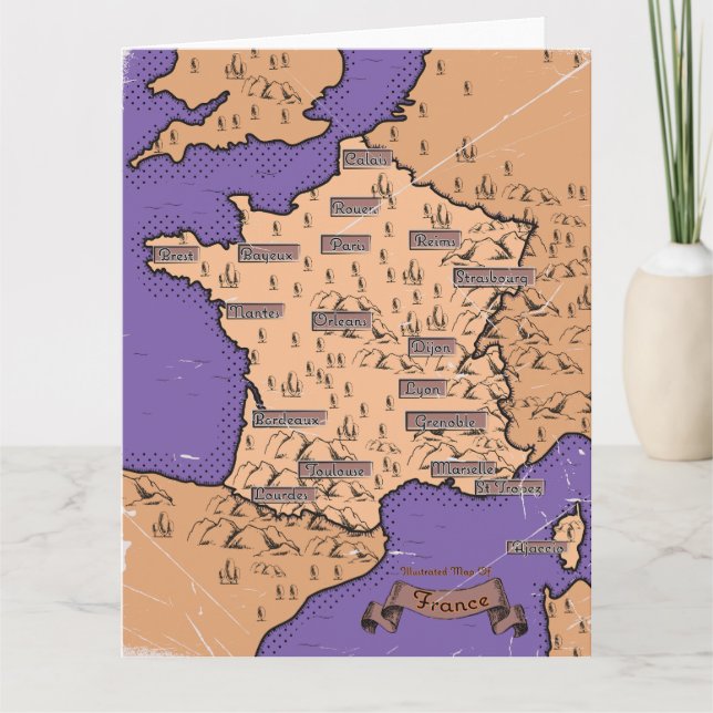 Tarjeta Mapa antiguo vintage de Croacia (Anverso)