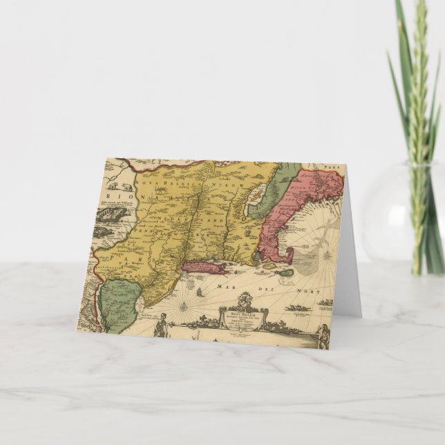 Tarjeta Mapa de 1685 - Nueva Bélgica, El Nuevo Mundo, Nuev (Anverso)