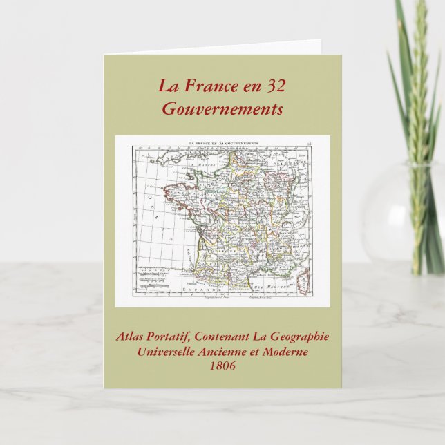 Tarjeta Mapa de 1806 - La France en 32 gobiernos (Anverso)