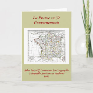 Tarjeta Mapa de 1806 - La France en 32 gobiernos