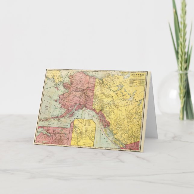 Tarjeta Mapa de Alaska del vintage (Anverso)