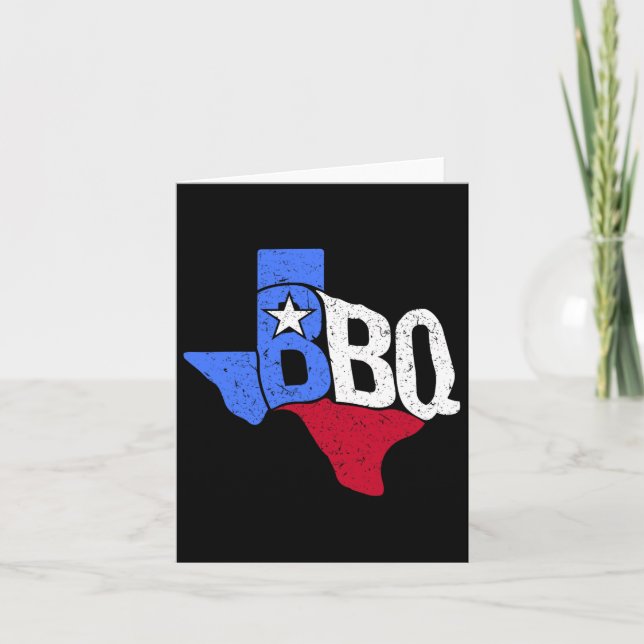 Tarjeta Mapa De Bandera Estatal Y Bbq Texas (Anverso)