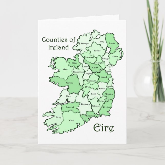 Tarjeta Mapa de condados de Irlanda (Anverso)