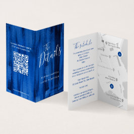 Tarjeta mapa de detalles de invitados boda código QR zafir
