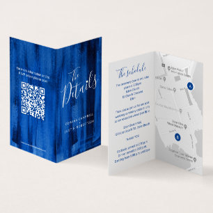 Tarjeta mapa de detalles de invitados boda código QR zafir