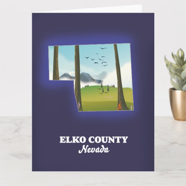 Tarjeta Mapa de Elko County Nevada (Planta pequeña)