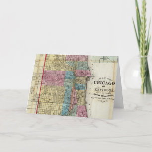 Tarjeta Mapa de época de Chicago (1869)