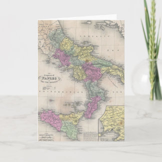 Tarjeta Mapa de época del sur de Italia (1853)