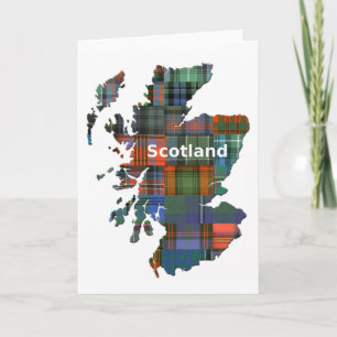 Tarjeta Mapa de Escocia Multi Tartán