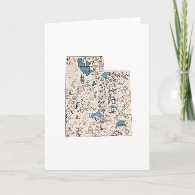 Tarjeta Mapa de imágenes de época de Utah Saludo grande (Anverso)