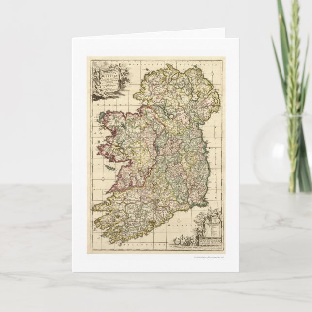 Tarjeta Mapa de Irlanda de Federico de Wit 1710 (Anverso)