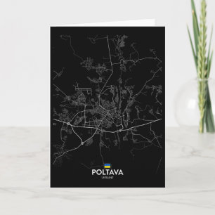Tarjeta Mapa de la ciudad de Poltava Ucrania Recuerdo de v