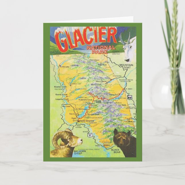 Tarjeta Mapa de la cosecha del Parque Nacional del Glaciar (Anverso)