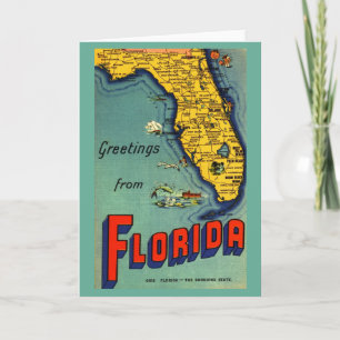 Tarjeta Mapa de la Florida Vintage