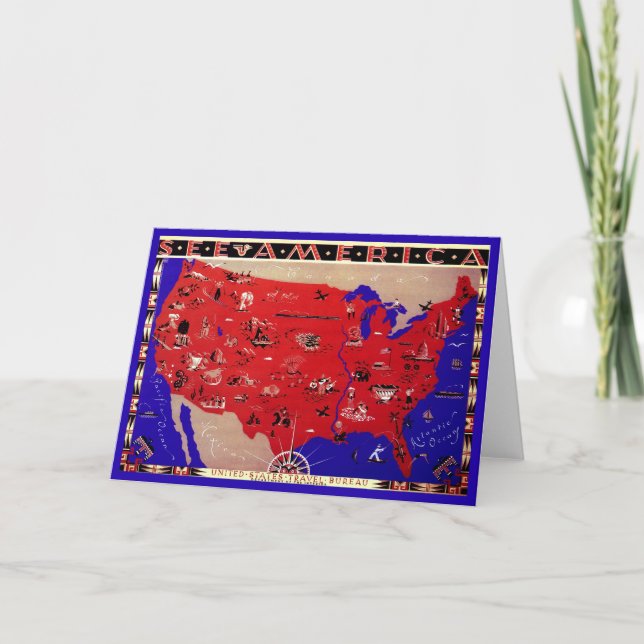 Tarjeta Mapa de la Oficina de Viajes de los Estados Unidos (Anverso)
