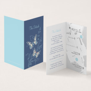 Tarjeta Mapa de la programación de detalles del boda azul