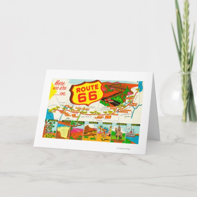 Tarjeta Mapa de la ruta 66 de Los Ángeles a Chicago (Anverso)