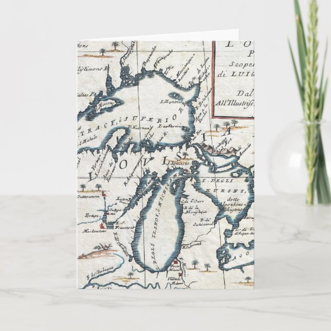 Tarjeta Mapa de los Grandes Lagos (1696) (Anverso)