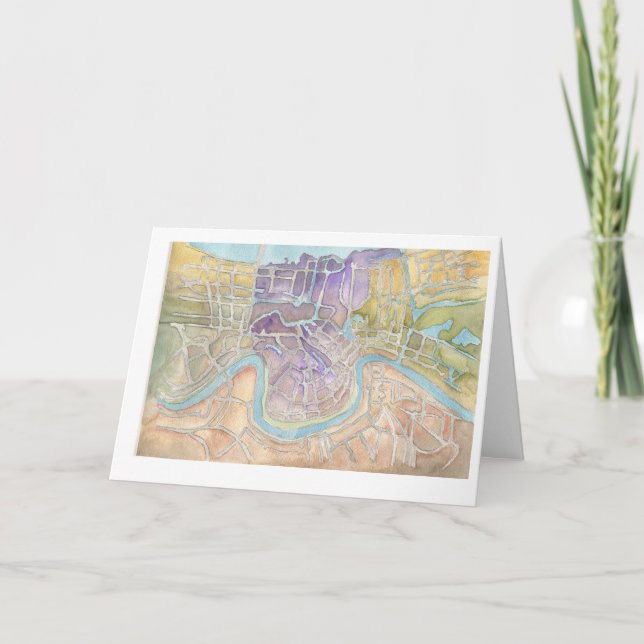 Tarjeta mapa de mardi gras de NOLA (Anverso)